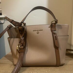 Michael Kors Saffiano Leather Tote Satchel Brown Tan Medium